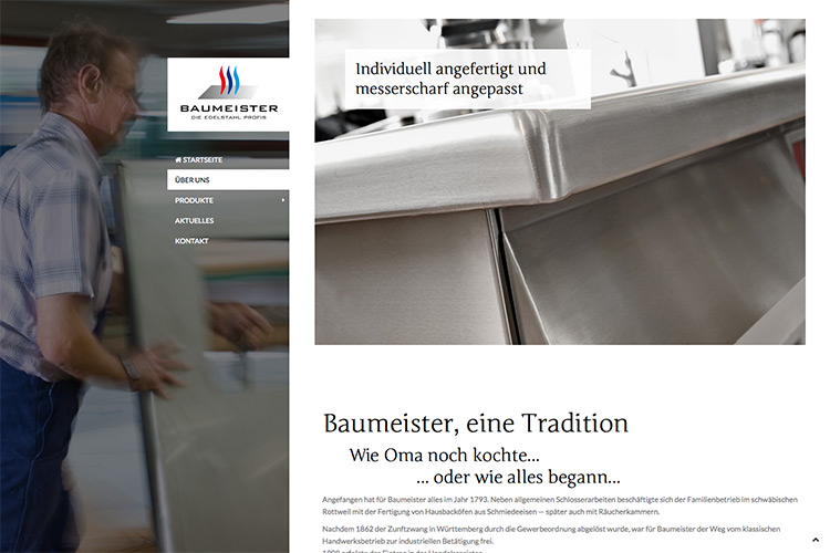 Webdesign für BGH Baumeister - Homepage Über Uns