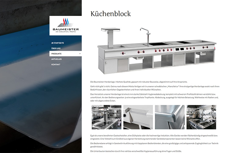 Webdesign für BGH Baumeister - Homepage Produktseite