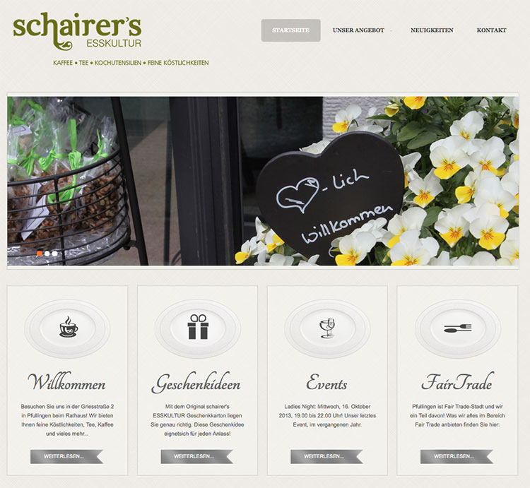 Webdesign Schairers Homepage Startseite