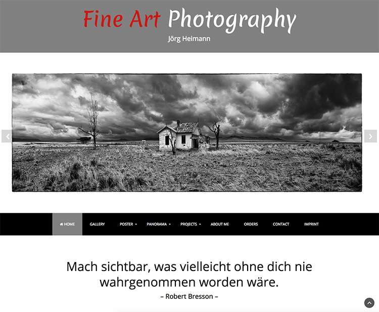 Webdesign Homepage Fineart Photography Startseite